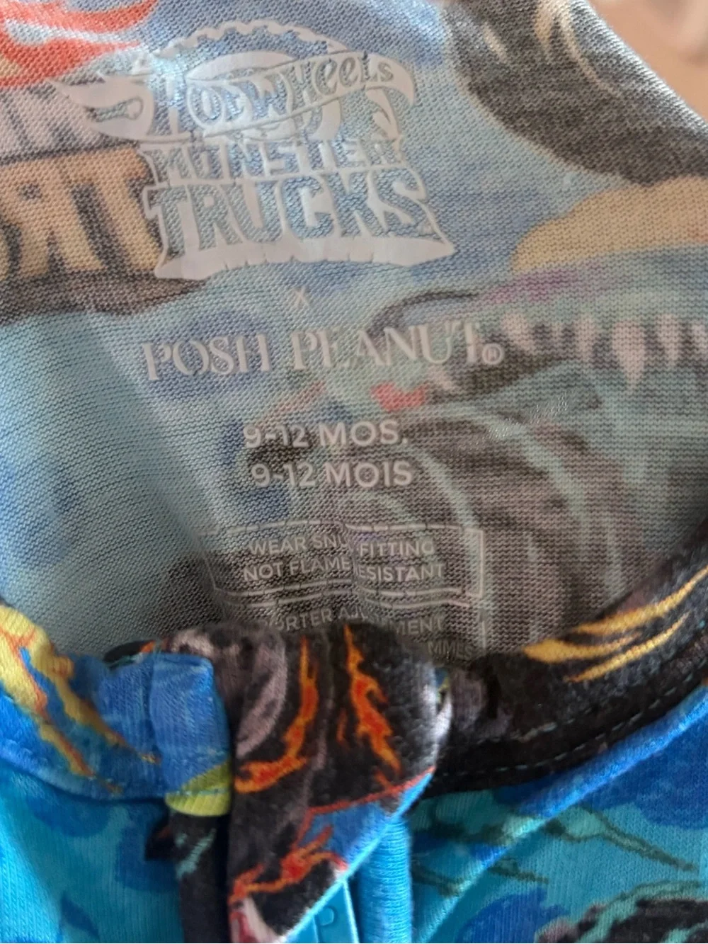 Posh Peanut Blue Monster Truck Footed One-Piece